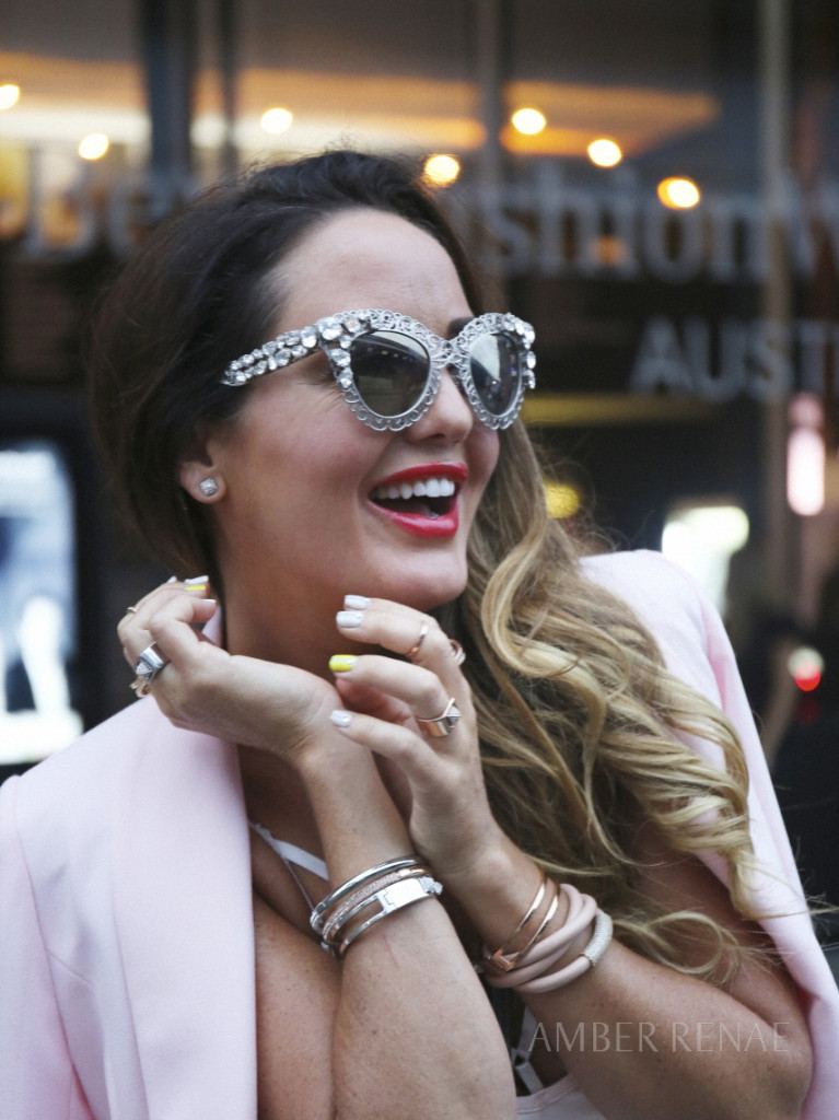 amber renae versace sunglasses embellished frames swarovski jewels jewellery bling smile girl love me celebrity